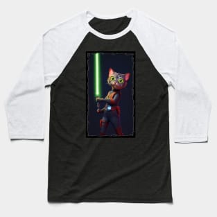 Fun Cat Print ~ AI Art ~ Fantasy Cat ~ Sci-fi Cat ~ Cats with Lightsabers Baseball T-Shirt